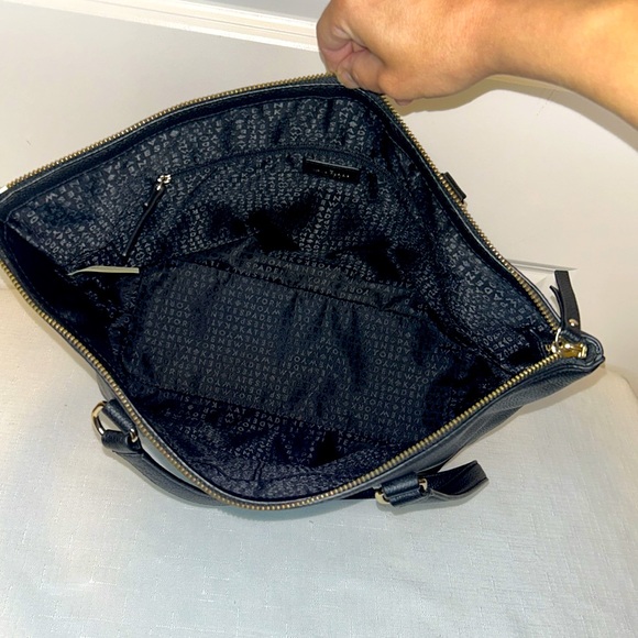 Kate Spade New York Larchmont Avenue Logo Black Leather Penny Tote Bag - Picture 8 of 17